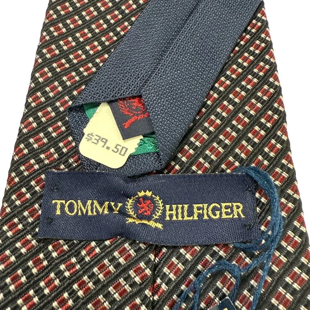 NWT Tommy Hilfiger Mens Check Pattern All Silk Neck Tie Collegiate Preppy Gift